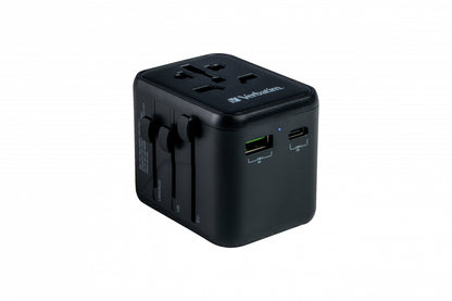 Verbatim 49544 Universal Travel Adapter – 20W Power Plug Adapter with USB-C PD & USB-A QC