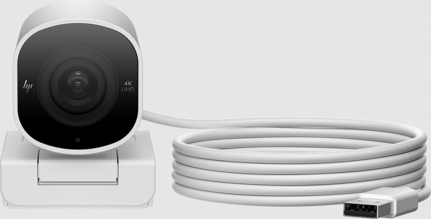 HP 695J6AA#ABB 960 4K Streaming Webcam – USB, HDR, Dual Microphone, Silver