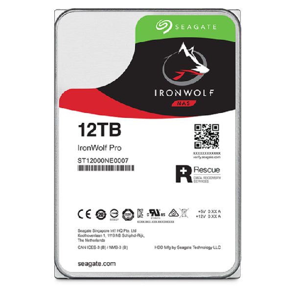 Seagate ST12000NT001 IronWolf Pro 12TB 7200RPM 3.5" SATA III HDD – 256MB Cache