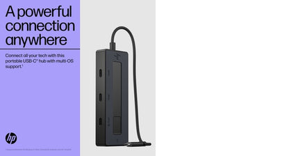 HP 6G843AA#ABB 4K USB-C Multiport Hub – 4-Port, 10Gbps, 4K Ultra HD, Black