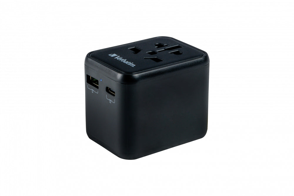 Verbatim 49544 Universal Travel Adapter – 20W Power Plug Adapter with USB-C PD & USB-A QC