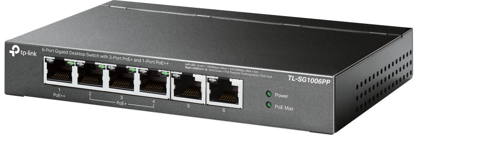 Omada TL-SG1006PP 6-Port Gigabit Desktop Network Switch with 4-Port PoE, Unmanaged