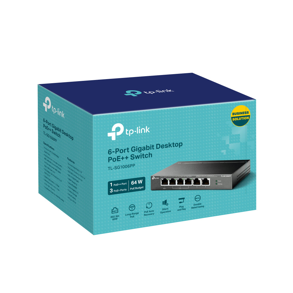 Omada TL-SG1006PP 6-Port Gigabit Desktop Network Switch with 4-Port PoE, Unmanaged