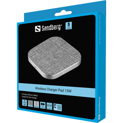 Sandberg 441-23 Wireless Charger Pad 15W USB Fast Charging – Grey