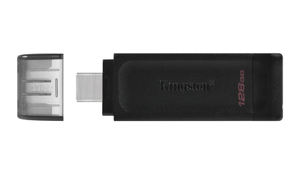 Kingston DT70/128GB USB Flash Drive – 128GB USB-C 3.2 Gen 1, Black