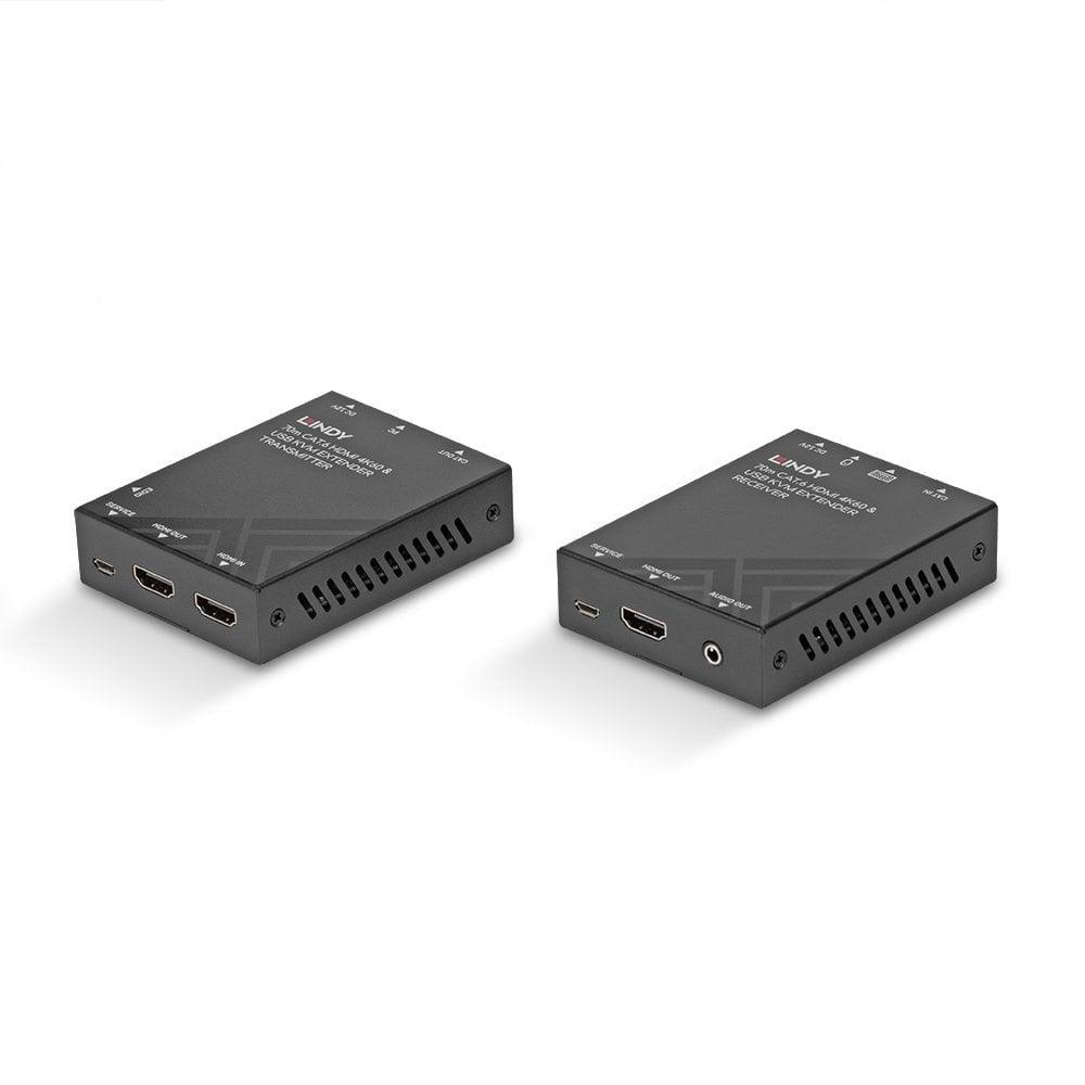 Lindy 39383 KVM Extender – 70m Cat.6 HDMI 4K60 USB Audio Transmitter & Receiver