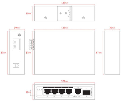 Ernitec ELECTRA-U06-1GB 6-Port 1000Mbps Industrial PoE Network Switch
