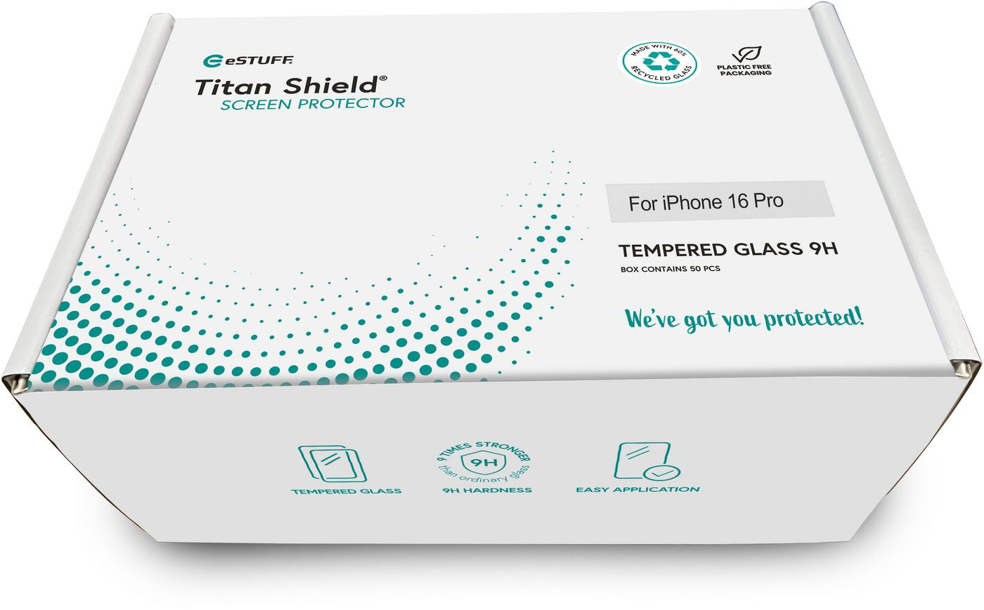 eSTUFF ES501423-50BULK Tempered Glass Screen Protector 50 Pack – 9H, Transparent