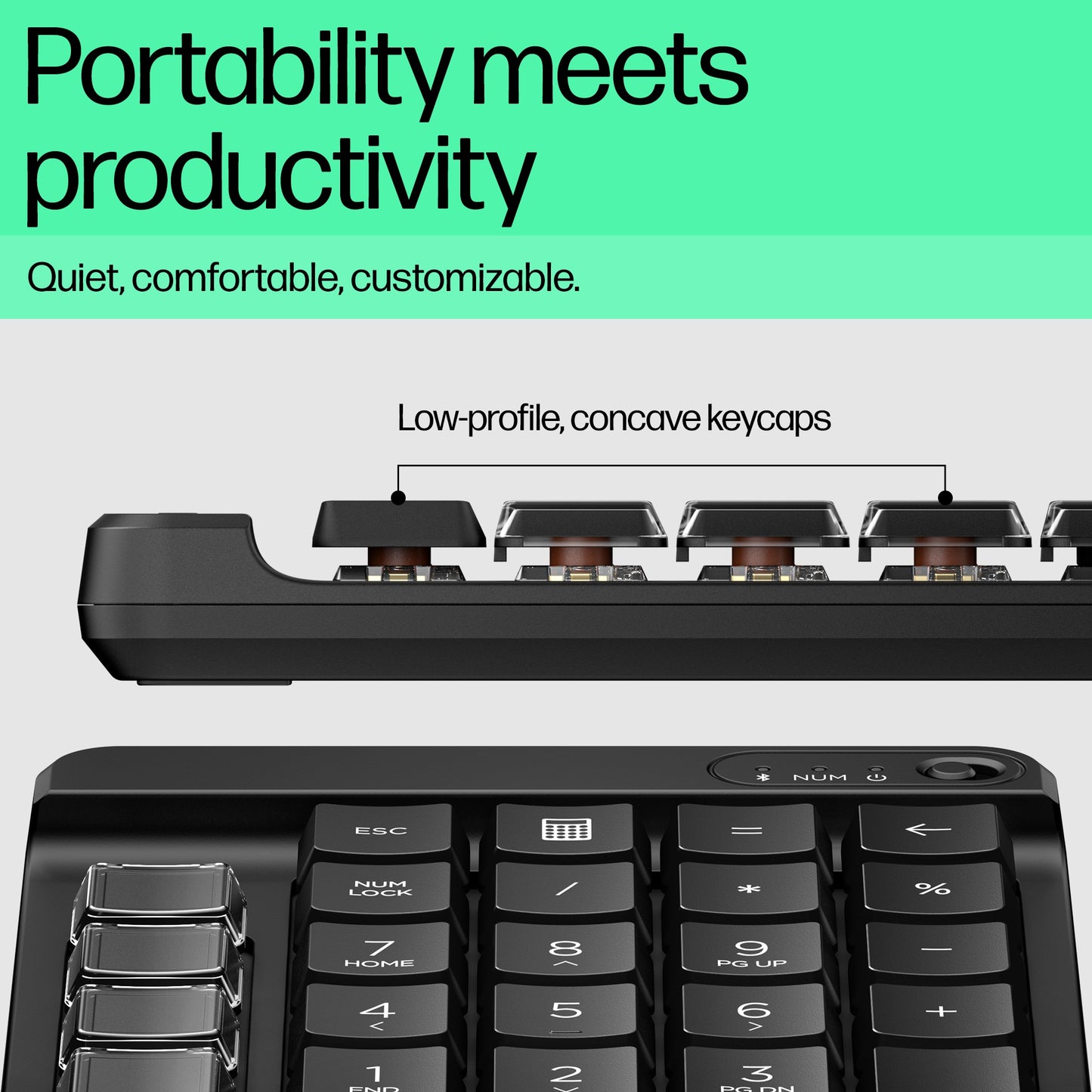 HP 7N7C3AA#ABB Programmable Wireless Keypad – Mechanical, Bluetooth, Black