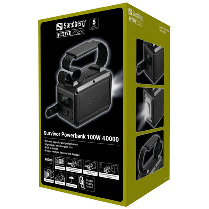 Sandberg 421-14 Survivor Powerbank 100W 40000mAh – Rugged Portable Charger Black