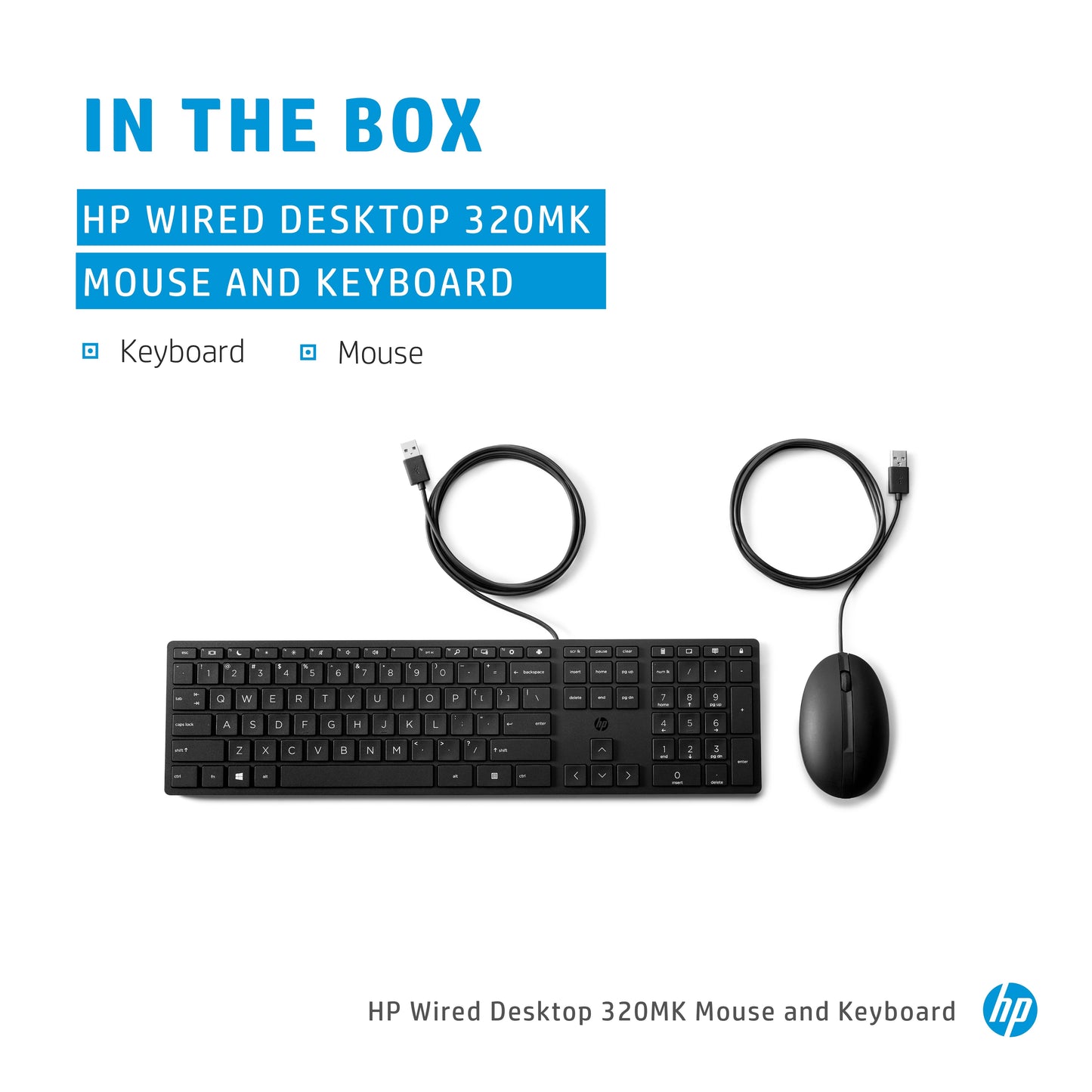 HP 9SR36AA#ABE Wired Desktop 320MK Mouse and Keyboard – Full-Size USB Black