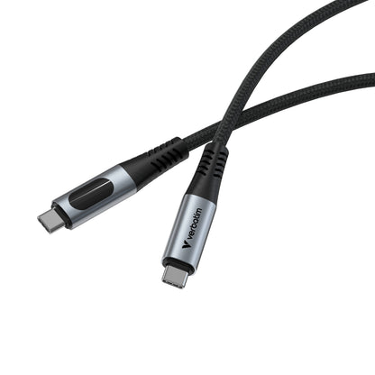 Verbatim 31849 USB-C to USB-C Cable – 240W 40Gbps USB4 LED Display 1.2m