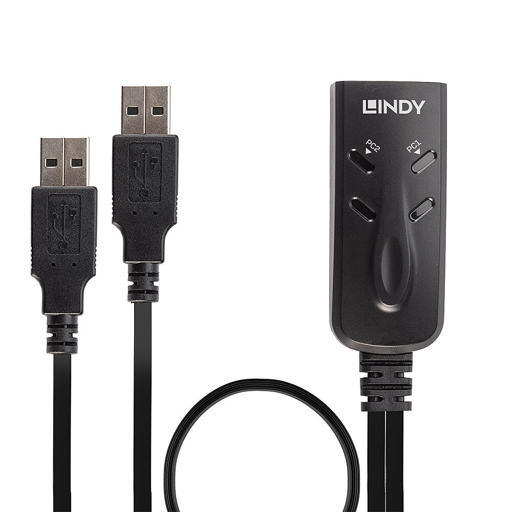 Lindy 32165 2 Port USB KM Switch – Keyboard & Mouse Sharing, Black