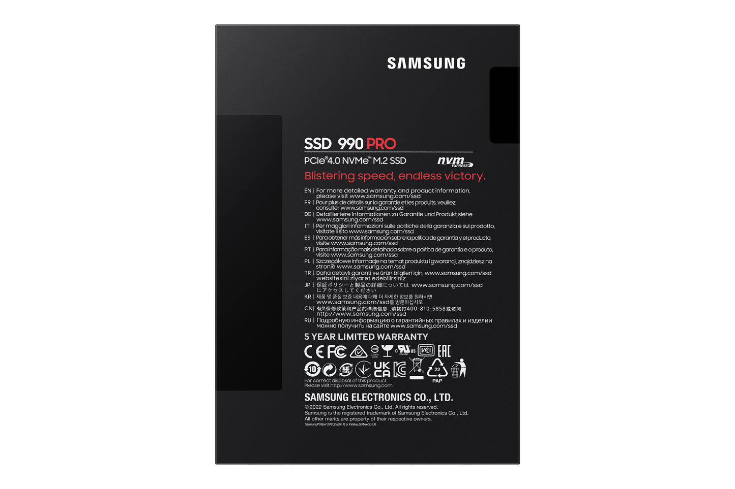 Samsung MZ-V9P4T0BW 990 PRO 4TB M.2 PCIe 4.0 NVMe SSD – V-NAND MLC