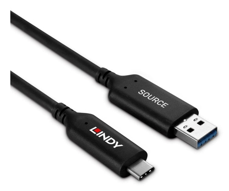 Lindy 43395 USB 3.2 Gen 1 Type A to C Fibre Optic Hybrid Cable 10m