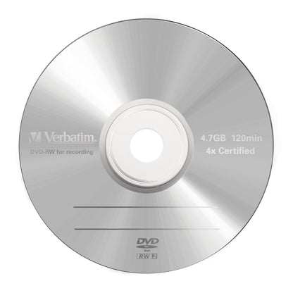Verbatim 43285 Blank DVDs – DVD-RW 4.7GB 4x Jewel Case Single Disc