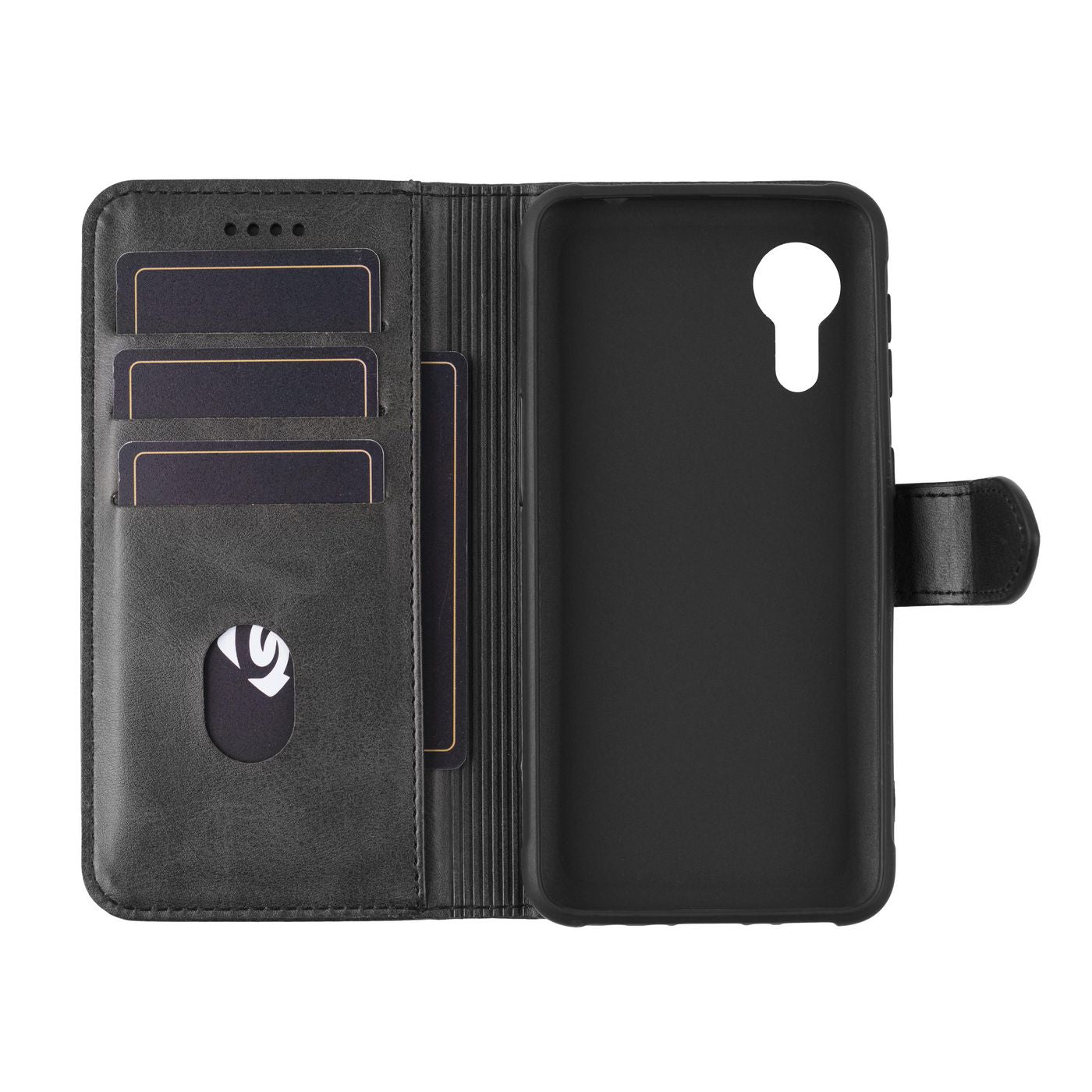 eSTUFF ES67340011-BULK PU Wallet Case Cover - Black, Magnetic, 3 Card Slots