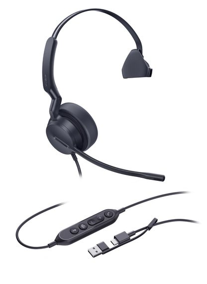 Yealink 1308188 Mono Teams USB-C/A Headset – Wired, Noise Cancelling, Black