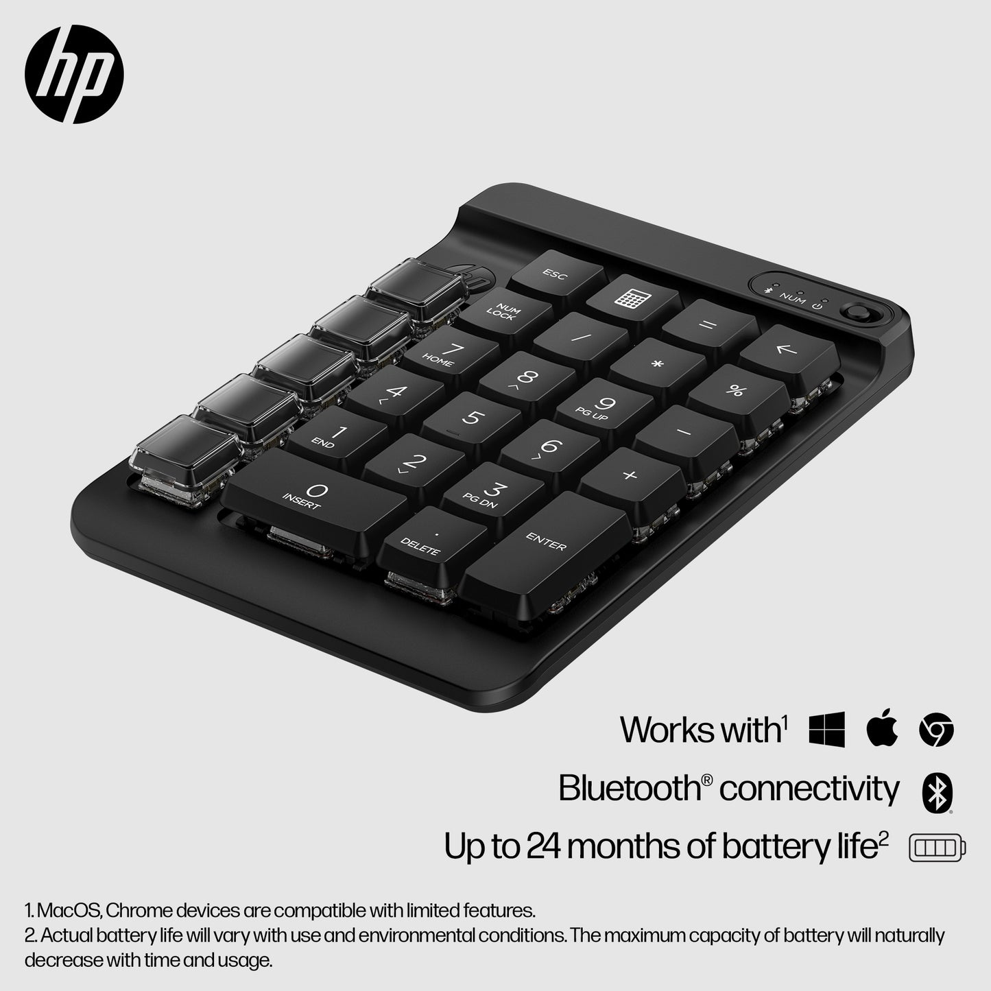 HP 7N7C3AA#ABB Programmable Wireless Keypad – Mechanical, Bluetooth, Black