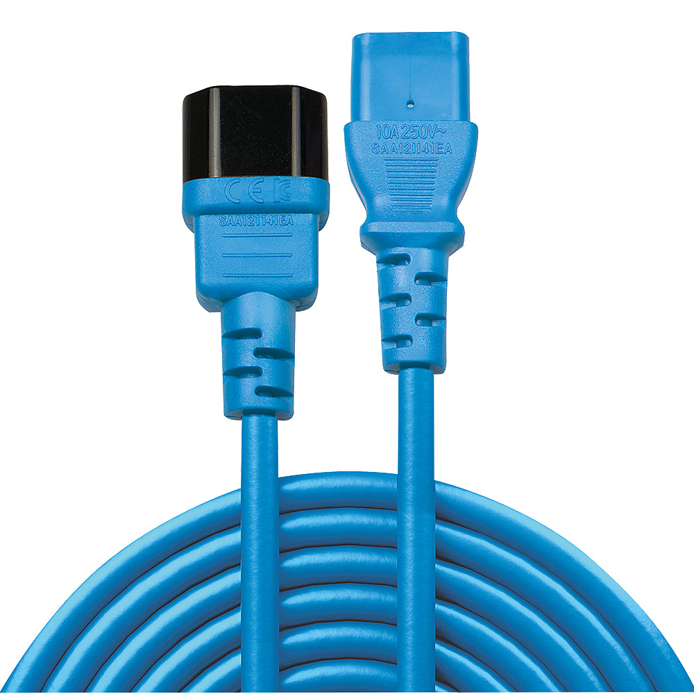 Lindy 30470 IEC Extension Cable – C14 to C13 Blue 0.5m Power Lead