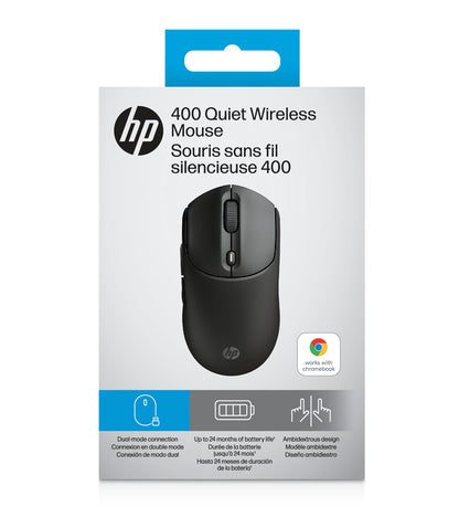 HP AZ7B2AA#ABB 400 Quiet Black Wireless Mouse – Ambidextrous, 6000 DPI