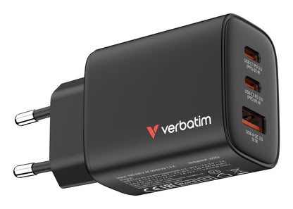 Verbatim 32352 GaN Charger 65W EU Plug Black – USB-C & USB-A Fast Charging