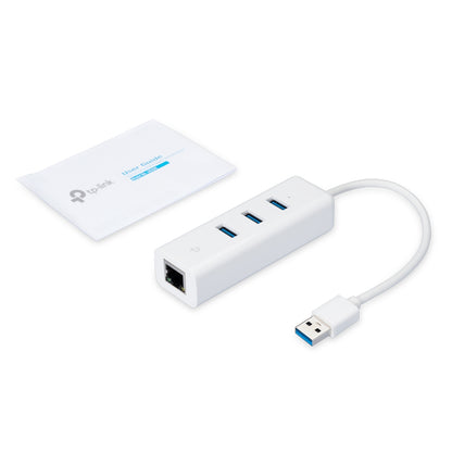 TP-Link UE330 USB 3.0 Hub with Gigabit Ethernet – 3-Port, White