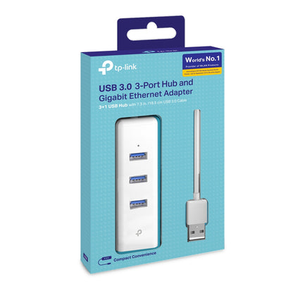 TP-Link UE330 USB 3.0 Hub with Gigabit Ethernet – 3-Port, White