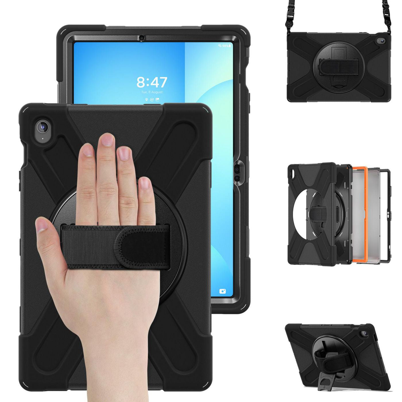 eSTUFF ES681863-BULK Tablet Case – Defender Black, MIL-STD-810H, Kickstand