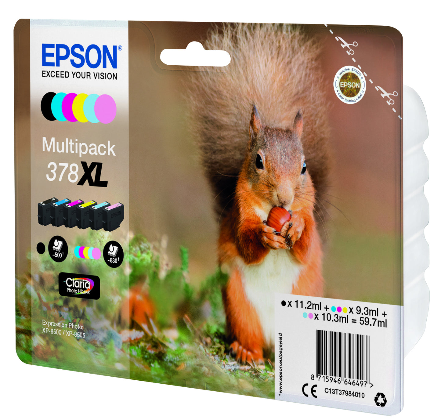Epson C13T37984010 Multipack 378XL Claria Photo HD Ink Cartridges – 6-Colour XL
