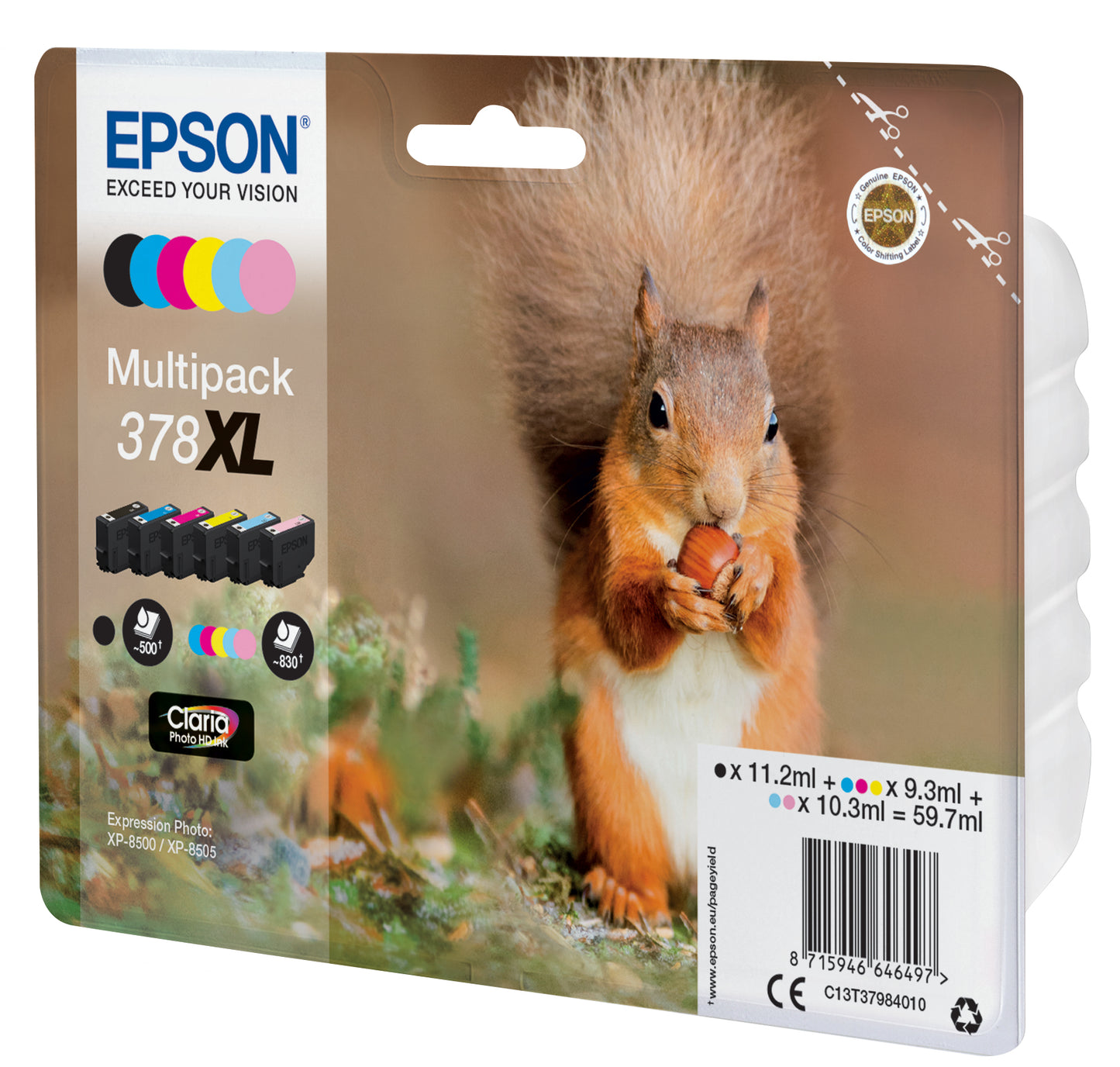 Epson C13T37984010 Multipack 378XL Claria Photo HD Ink Cartridges – 6-Colour XL