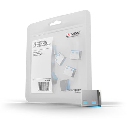 Lindy 40462 USB Port Blocker – 10 Pack Blue | USB Type-A Physical Security