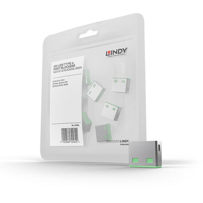Lindy 40461 USB Port Blocker – 10 Pack Green | Physical USB Type-A Security