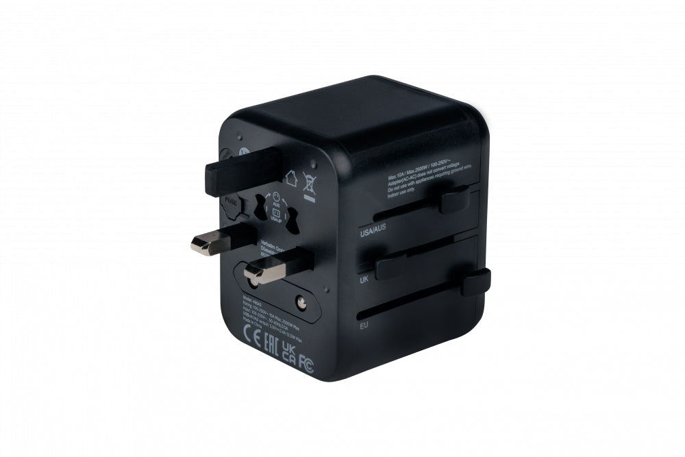 Verbatim 49543 Universal Travel Adapter – Power Plug Adapter 2x USB-A 12W Black