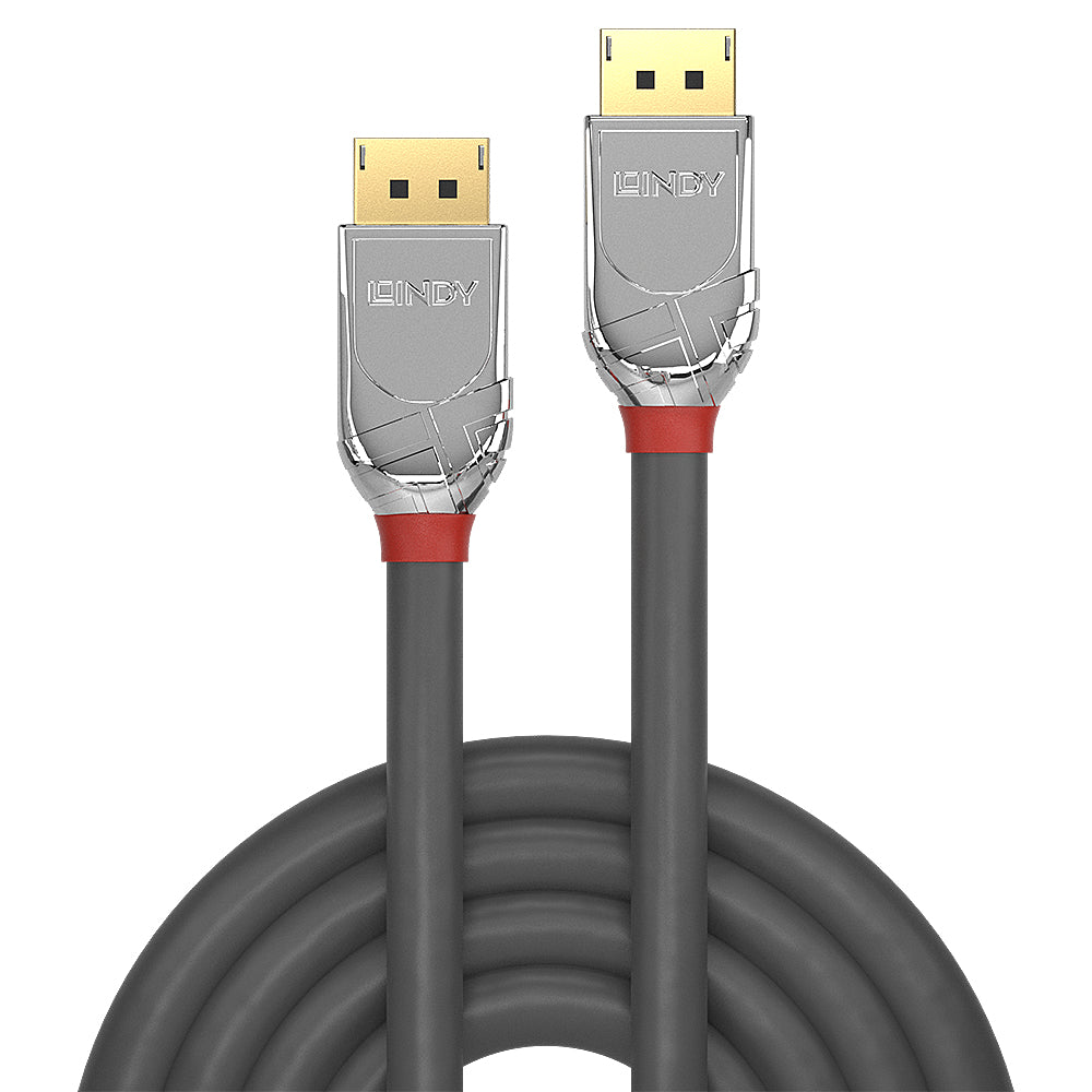 Lindy 36301 DisplayPort Cable 1m – Cromo Line, 1.2, Gold-Plated, Grey