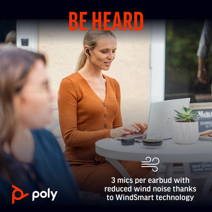 Poly 216065-02 Voyager Free 60+ UC Carbon Black Earbuds – Wireless Bluetooth Headset with Touchscreen Charging Case