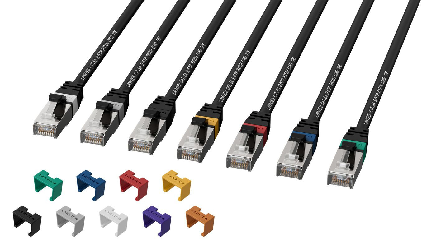 Lanview LV-SFTP6A01B Network Cable – 1m S/FTP CAT6A Black LSZH Jacket Low Smoke Zero Halogen