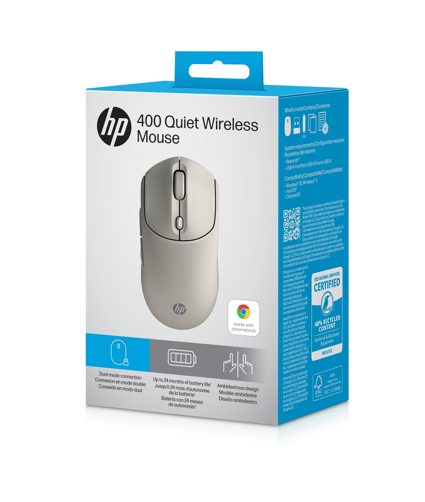 HP AZ7B6AA#ABB 400 Quiet Maple Wireless Mouse – Ambidextrous, 6000 DPI, Bluetooth, Beige