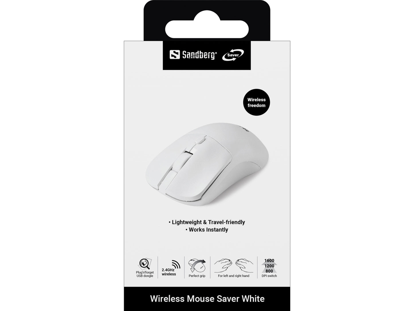 Sandberg 331-05 Wireless Mouse Ambidextrous 1600 DPI White