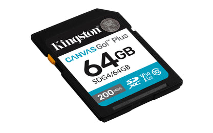 Kingston SDG4/64GB 64GB SDXC Canvas Go Plus – 200MB/s UHS-I U3 V30 Memory Card