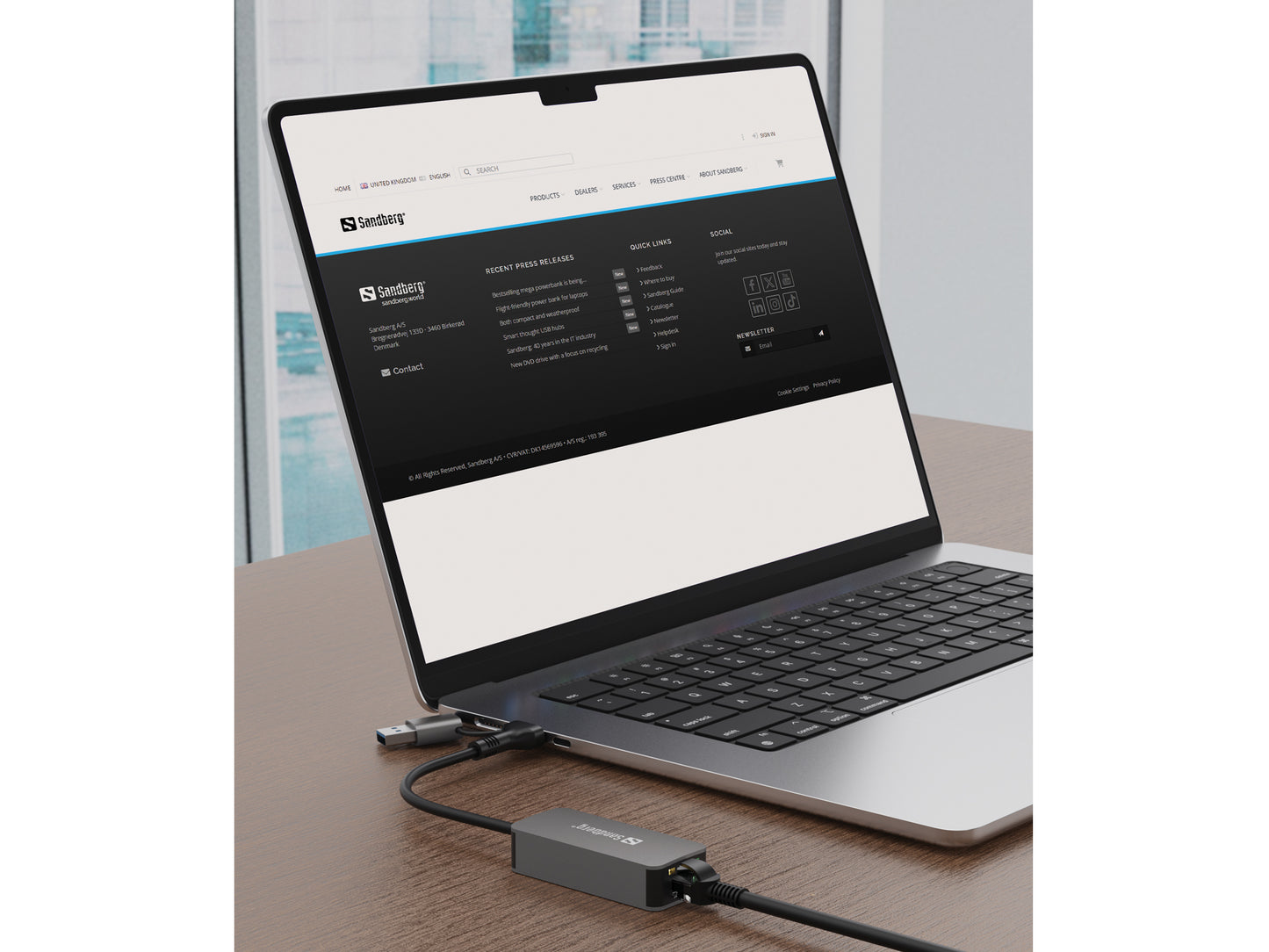 Sandberg 136-68 USB-C/A 2.5 GbE RJ45 Adapter – High-Speed Ethernet, Grey