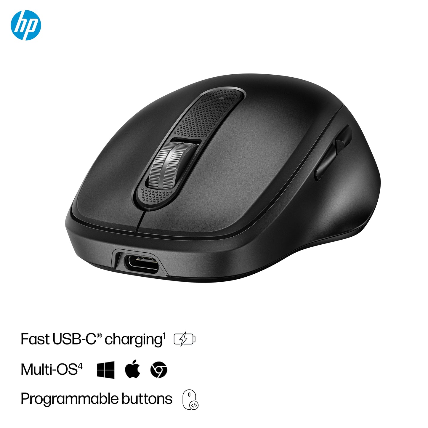 HP 9C2F7AA#ABB Ultra-Fast Rechargeable Wireless Mouse – 4000 DPI, Ambidextrous, USB-C