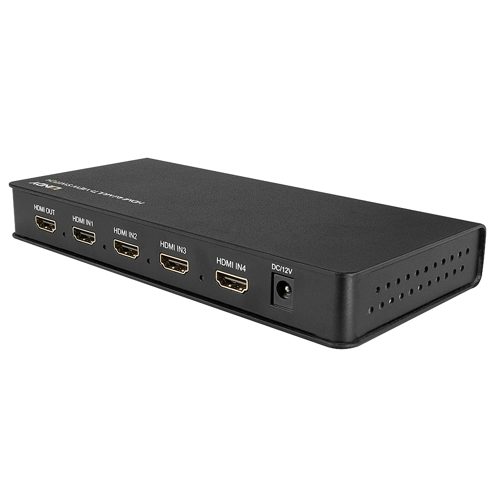 Lindy 38150 HDMI 4 Port Multi-View Switch – Full HD 1080p, 5 HDMI, IR Remote