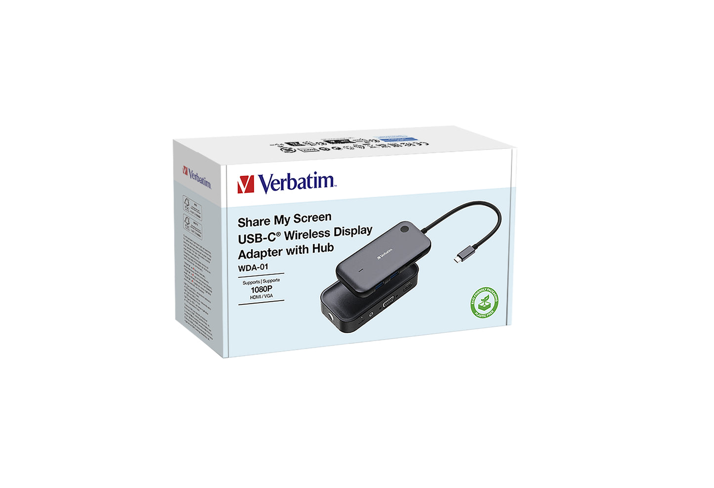 Verbatim 32146 Wireless Display Adapter – 1080p USB-C Hub Wi-Fi
