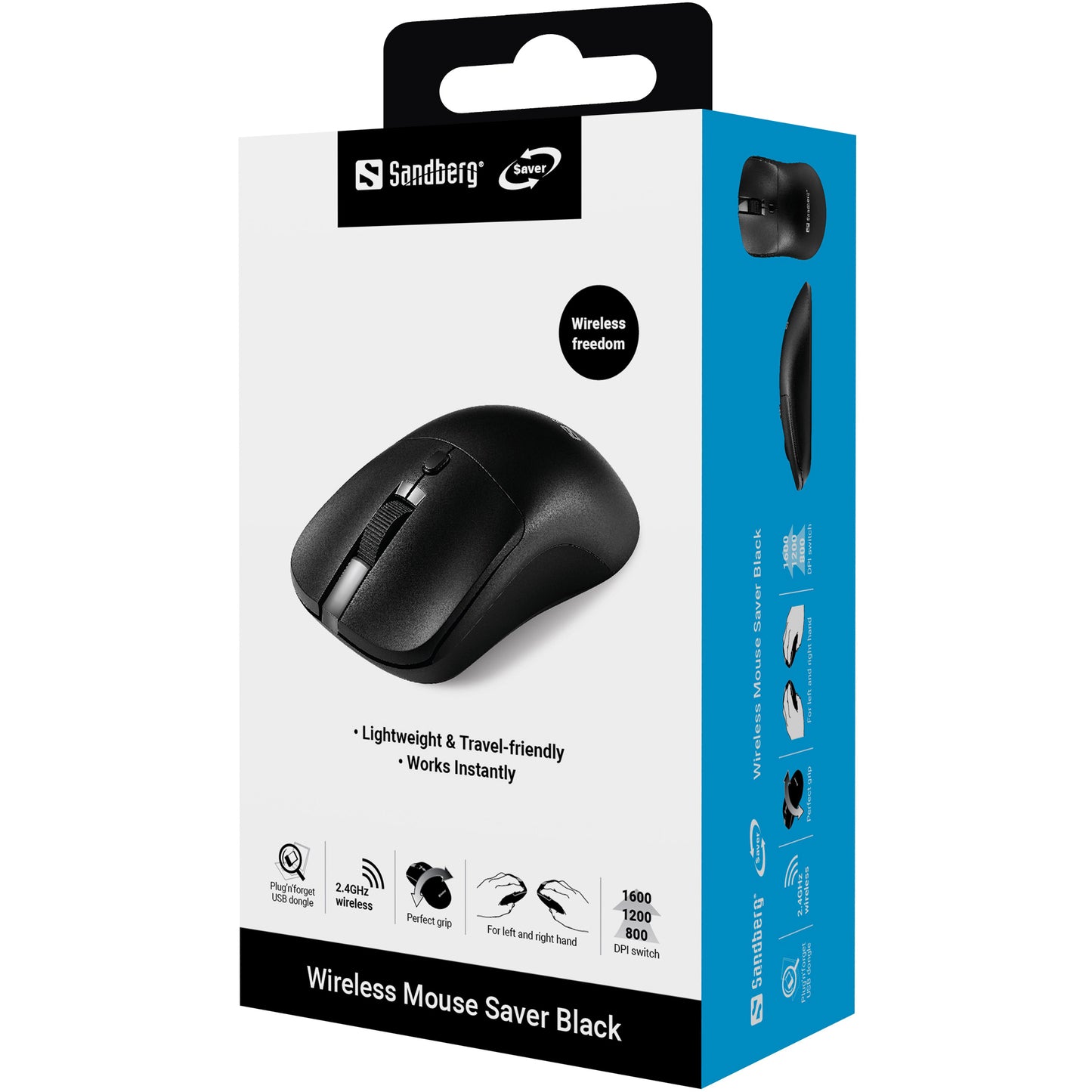 Sandberg 331-04 Wireless Mouse – Ambidextrous 1600 DPI 4-Button Black