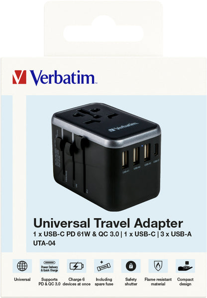 Verbatim 49546 Universal Travel Adapter – 61W 5-Port USB Charger