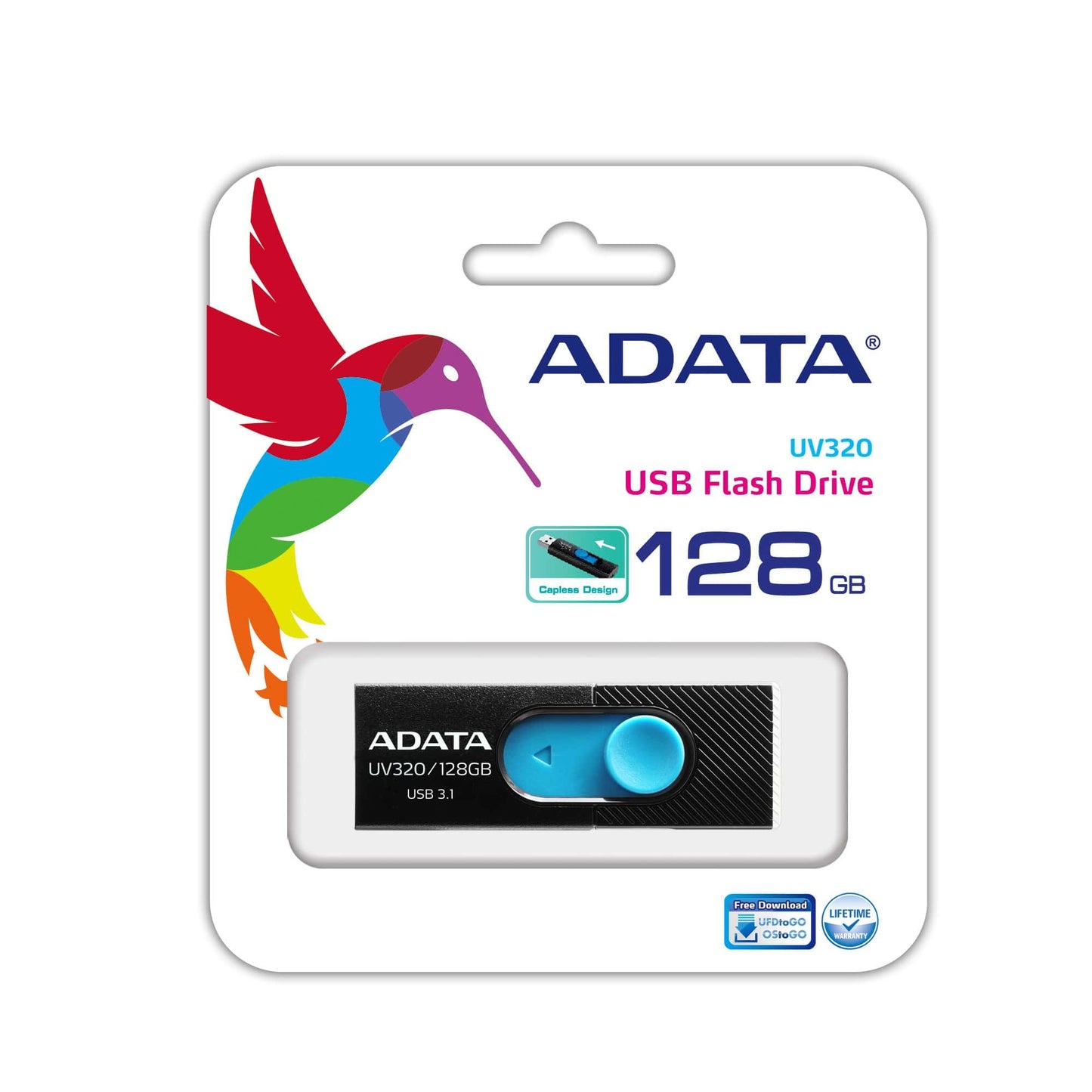 ADATA AUV320-128G-RBKBL USB Flash Drive 128GB USB 3.2 Gen 1 Black/Blue