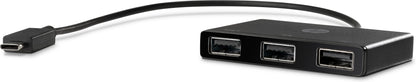 HP Z6A00AA USB-C to USB-A Hub – 3-Port USB 3.2 Gen 1, Black, Compact Design