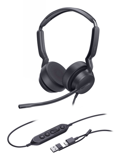 Yealink 1308215 UH42 Dual UC Headset – USB-C/A Wired, Noise Cancelling