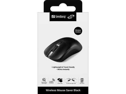 Sandberg 331-04 Wireless Mouse – Ambidextrous 1600 DPI 4-Button Black